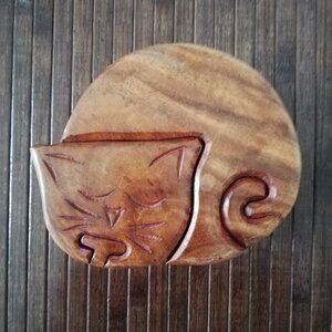 Wooden Cat Puzzle / Trinket Box